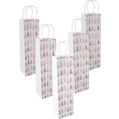 Sigel Premium Flaschen Geschenktüten aus Papier 35 x 10 cm 5er Set GT135/5, Papierkordelgriffe, für Weihnachten, Weiß Blau und Gold Sigel Premium Flaschen Geschenktüten aus Papier 35 x 10 cm 5er Set GT135/5, Papierkordelgriffe, für Weihnachten, Weiß Blau und Gold