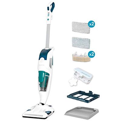 Rowenta Bodendampfreiniger Clean & Steam Revolution, 2 in 1 Reingung Saugen und Dampfen, Diffusor für ätherische Öle, alle Bodenarten, Anti-Kalk-Kartusche, Weiß-Blau, RY7757 Rowenta Bodendampfreiniger Clean & Steam Revolution, 2 in 1 Reingung Saugen und Dampfen, Diffusor für ätherische Öle, alle Bodenarten, Anti-Kalk-Kartusche, Weiß-Blau, RY7757
