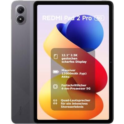 XIAOMI REDMI Pad 2 Pro 5G, 6+128GB, 12,1",12000mAh großer Akku, Graphitgrau 2.5K 120Hz Kristallklares Display, Riesiger 12000mAh Akku, 4nm Prozessor mit 5G, Dolby Atmos, Graphitgrau, 2 Jahre Garantie XIAOMI REDMI Pad 2 Pro 5G, 6+128GB, 12,1",12000mAh großer Akku, Graphitgrau 2.5K 120Hz Kristallklares Display, Riesiger 12000mAh Akku, 4nm Prozessor mit 5G, Dolby Atmos, Graphitgrau, 2 Jahre Garantie