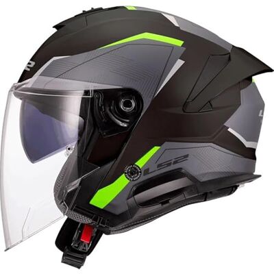 LS2 , Jet-Motorradhelm VERSO II AIR Black H-V Yellow, M LS2 , Jet-Motorradhelm VERSO II AIR Black H-V Yellow, M