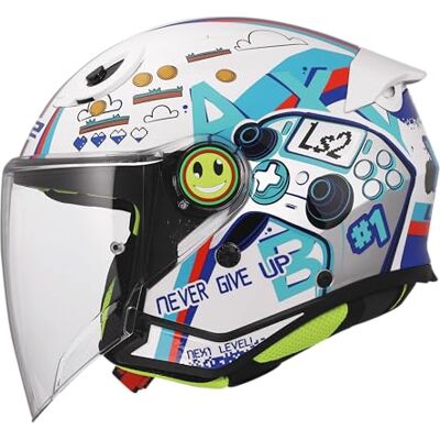 LS2 , Jet Motorradhelm für Kinder FUNNY II NEXT LEVEL White, L LS2 , Jet Motorradhelm für Kinder FUNNY II NEXT LEVEL White, L