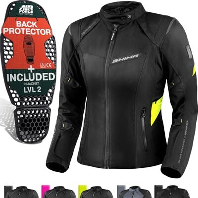 SHIMA Rush 2.0 Motorrad Jacke Damen mit Protektoren Textil AirForce Rückenprotektor Wasserdicht Motorradjacke Sommer Motorradkombi Motorradhose Mesh Touren (Frauen Jacke, Fluo, XL) SHIMA Rush 2.0 Motorrad Jacke Damen mit Protektoren Textil AirForce Rückenprotektor Wasserdicht Motorradjacke Sommer Motorradkombi Motorradhose Mesh Touren (Frauen Jacke, Fluo, XL)