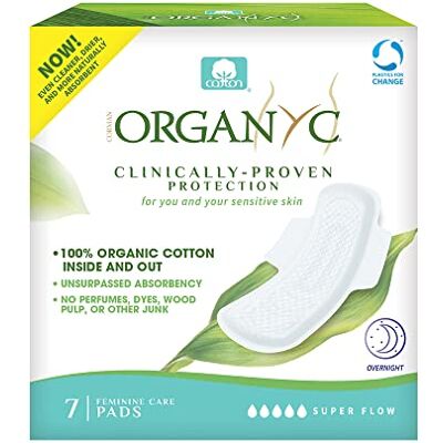 Organyc , Hygienebinden mit Flügeln für die Nacht, aus zertifizierter Bio-Baumwolle, für sehr starke Tage 1 Packungen zu je 7 Stück Organyc , Hygienebinden mit Flügeln für die Nacht, aus zertifizierter Bio-Baumwolle, für sehr starke Tage 1 Packungen zu je 7 Stück