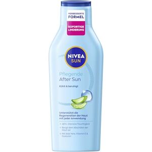 Nivea Sun Pflegende After Sun Lotion, Körperlotion mit hautberuhigender Wirkung nach dem Sonnenbad, After Sun mit Bio-Aloe Vera, Vitamin E & Hyaluron für 48h Feuchtigkeit (400 ml) Nivea Sun Pflegende After Sun Lotion, Körperlotion mit hautberuhigender Wirkung nach dem Sonnenbad, After Sun mit Bio-Aloe Vera, Vitamin E & Hyaluron für 48h Feuchtigkeit (400 ml)