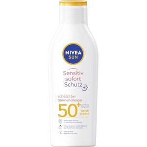 Nivea Sun Sensitiv Sofortschutz Sonnenlotion LSF 50+, Sonnencreme mit LSF 50+ für empfindliche Haut, wasserfester & parfümfreier Sonnenschutz bei Sonnenallergie (200 ml) Nivea Sun Sensitiv Sofortschutz Sonnenlotion LSF 50+, Sonnencreme mit LSF 50+ für empfindliche Haut, wasserfester & parfümfreier Sonnenschutz bei Sonnenallergie (200 ml)