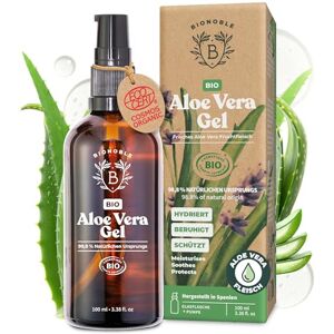 BIONOBLE Bio Aloe Vera Gel 100 Prozent Frischem Blattgel mit Ätherischem Lavendelöl 97% Reines Aloe Vera Gel Haare Spendet Feuchtigkeit Gesicht, After Sun, Körper Glasflasche, Pumpe 100ml BIONOBLE Bio Aloe Vera Gel 100 Prozent Frischem Blattgel mit Ätherischem Lavendelöl 97% Reines Aloe Vera Gel Haare Spendet Feuchtigkeit Gesicht, After Sun, Körper Glasflasche, Pumpe 100ml