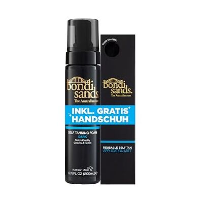 kao (uk) limited Bondi Sands Self Tanning Set Selbstbräuner Schaum für dunklere Hauttöne, Inhalt: 200 ml Mit Anwendungshandschuh Self Tanning Foam Dark mit Aloe Vera Streifenfreie Bräune kao (uk) limited Bondi Sands Self Tanning Set Selbstbräuner Schaum für dunklere Hauttöne, Inhalt: 200 ml Mit Anwendungshandschuh Self Tanning Foam Dark mit Aloe Vera Streifenfreie Bräune