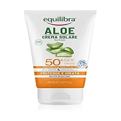 Equilibra Solars, Aloe Sonnencreme LSF 50+, mit Aloe Vera, Vitamin C und E, Arganöl, Kokosöl und Sheabutter, sorgt für eine zuverlässige und natürliche Bräune, wasserfest, 150 ml, 150 ml (Pack of 1) Equilibra Solars, Aloe Sonnencreme LSF 50+, mit Aloe Vera, Vitamin C und E, Arganöl, Kokosöl und Sheabutter, sorgt für eine zuverlässige und natürliche Bräune, wasserfest, 150 ml, 150 ml (Pack of 1)