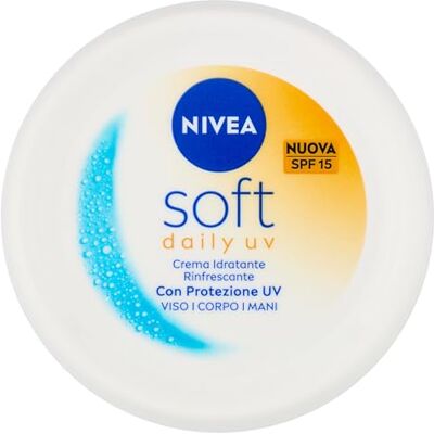 NIVEA Soft Daily UV SPF15 100 ml Feuchtigkeitscreme für Körper, Gesicht und Hände für 48 Stunden frische Feuchtigkeit, Allzweckcreme mit Vitamin E, Jojobaöl und Sonnenschutz LSF 15 UVA + UVB NIVEA Soft Daily UV SPF15 100 ml Feuchtigkeitscreme für Körper, Gesicht und Hände für 48 Stunden frische Feuchtigkeit, Allzweckcreme mit Vitamin E, Jojobaöl und Sonnenschutz LSF 15 UVA + UVB