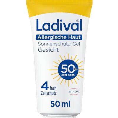 Ladival Allergische Haut Sonnenschutz-Gel LSF 50+: Sonnencreme für das Gesicht bei Sonnenallergie und Mallorca-Akne, mit 4-fach Zellschutz & Photolyase, 50ml Ladival Allergische Haut Sonnenschutz-Gel LSF 50+: Sonnencreme für das Gesicht bei Sonnenallergie und Mallorca-Akne, mit 4-fach Zellschutz & Photolyase, 50ml