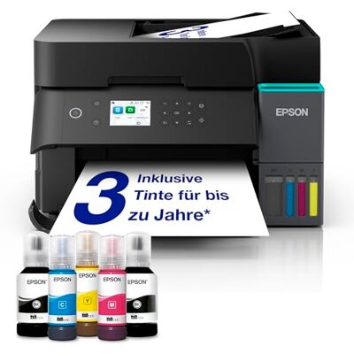 Epson EcoTank ET-3950 Tintentankdrucker fürs Home Office WLAN A4 Duplex-Druck, Kopieren, Scannen 6.1 cm LCD-Display 30-Blatt-ADF inkl. Tinte für bis zu 3 Jahre Epson EcoTank ET-3950 Tintentankdrucker fürs Home Office WLAN A4 Duplex-Druck, Kopieren, Scannen 6.1 cm LCD-Display 30-Blatt-ADF inkl. Tinte für bis zu 3 Jahre