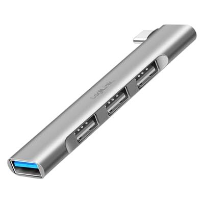 Logilink UA0437 Ultraslim 4-Port USB Hub (Anschluss USB-C) aus Aluminium mit bis zu 18W, Ports: 1x USB 3.0 Typ-A, 3X USB 2.0 Typ-A Logilink UA0437 Ultraslim 4-Port USB Hub (Anschluss USB-C) aus Aluminium mit bis zu 18W, Ports: 1x USB 3.0 Typ-A, 3X USB 2.0 Typ-A
