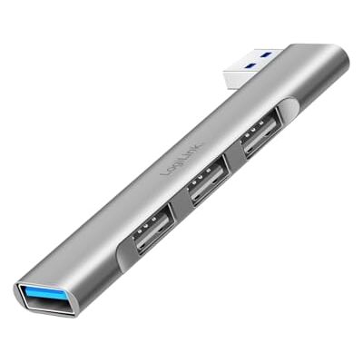 Logilink UA0436 Ultraslim 4-Port USB Hub (Anschluss USB-A) aus Aluminium mit bis zu 18W, Ports: 1x USB 3.0 Typ-A, 3X USB 2.0 Typ-A Logilink UA0436 Ultraslim 4-Port USB Hub (Anschluss USB-A) aus Aluminium mit bis zu 18W, Ports: 1x USB 3.0 Typ-A, 3X USB 2.0 Typ-A