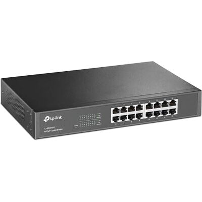 TP-Link TL-SG1016D 16-Port Gigabit-/Netzwerk Switch (Rackmount, 32Gbit/S Switching-Kapazität, Geschirmte RJ-45 Ports, Metallgehäuse, Igmp-Snooping, Unmanaged, Plug-und-Play) Schwarz TP-Link TL-SG1016D 16-Port Gigabit-/Netzwerk Switch (Rackmount, 32Gbit/S Switching-Kapazität, Geschirmte RJ-45 Ports, Metallgehäuse, Igmp-Snooping, Unmanaged, Plug-und-Play) Schwarz