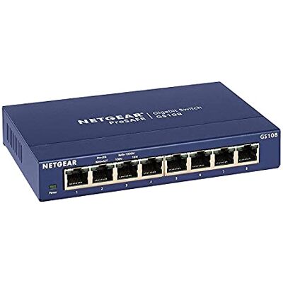 Netgear GS108GE LAN Switch 8 Port Netzwerk Switch (Plug-and-Play Gigabit Switch LAN Splitter, LAN Verteiler, Ethernet Hub, lüfterloses Metallgehäuse, ProSAFE Lifetime-Garantie), Blau Netgear GS108GE LAN Switch 8 Port Netzwerk Switch (Plug-and-Play Gigabit Switch LAN Splitter, LAN Verteiler, Ethernet Hub, lüfterloses Metallgehäuse, ProSAFE Lifetime-Garantie), Blau