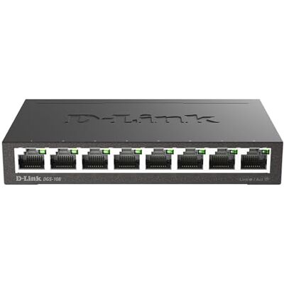 D-Link DGS-108 8-Port Layer2 Gigabit Switch (bis zu 2000 Mbit/s Datenübertragung pro Port, Non-Blocking-Architektur, lüfterlos, Metallgehäuse) schwarz D-Link DGS-108 8-Port Layer2 Gigabit Switch (bis zu 2000 Mbit/s Datenübertragung pro Port, Non-Blocking-Architektur, lüfterlos, Metallgehäuse) schwarz