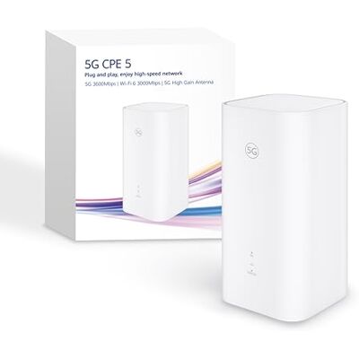 Brovi 5G CPE 5, H155, 5G Router SIM, Wi-Fi 6 AX3000, DL 3600 Mbit/s/UL 500 Mbit/s, 9-dBi-Antenne mit hoher Verstärkung, LAN/WAN-Anschluss, WLAN-Diagnose, Home Broadband Mesh+, 30 Monate Garantie Brovi 5G CPE 5, H155, 5G Router SIM, Wi-Fi 6 AX3000, DL 3600 Mbit/s/UL 500 Mbit/s, 9-dBi-Antenne mit hoher Verstärkung, LAN/WAN-Anschluss, WLAN-Diagnose, Home Broadband Mesh+, 30 Monate Garantie