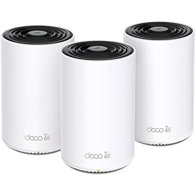 TP-Link Deco XE75 Mesh WLAN Set (3 Pack), 𝐖𝐢-𝐅𝐢 𝟔𝐄 AXE5400 Tri-Band Router & Repeater, 3× Gigabit Ports für jede Einheit, für Häuser mit 4-7 Schlafzimmern, Umfassender Jugendschutz, WPA3 TP-Link Deco XE75 Mesh WLAN Set (3 Pack), 𝐖𝐢-𝐅𝐢 𝟔𝐄 AXE5400 Tri-Band Router & Repeater, 3× Gigabit Ports für jede Einheit, für Häuser mit 4-7 Schlafzimmern, Umfassender Jugendschutz, WPA3