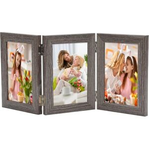 AiQInu Klappbarer Bilderrahmen für 3 Bilder (10x15 cm), 3er Bilderrahmen aus Holz mit Glasfrontständer vertikal auf dem Desktop, Hochwertiger 3-Teiliger Foto Rahmen für Modern Deko Family AiQInu Klappbarer Bilderrahmen für 3 Bilder (10x15 cm), 3er Bilderrahmen aus Holz mit Glasfrontständer vertikal auf dem Desktop, Hochwertiger 3-Teiliger Foto Rahmen für Modern Deko Family