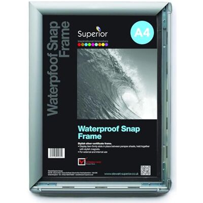 SECO Superior A4 Wasserdichter 4 seitiger Frontlader Bilderrahmen/Poster Schnapprahmen aus Aluminium Silber SECO Superior A4 Wasserdichter 4 seitiger Frontlader Bilderrahmen/Poster Schnapprahmen aus Aluminium Silber