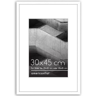Americanflat Bilderrahmen 30x45 cm Weiß Bilderrahmen 20x30 cm mit Passepartout Fotorahmen mit poliertem Plexi-Scheibe Americanflat Bilderrahmen 30x45 cm Weiß Bilderrahmen 20x30 cm mit Passepartout Fotorahmen mit poliertem Plexi-Scheibe