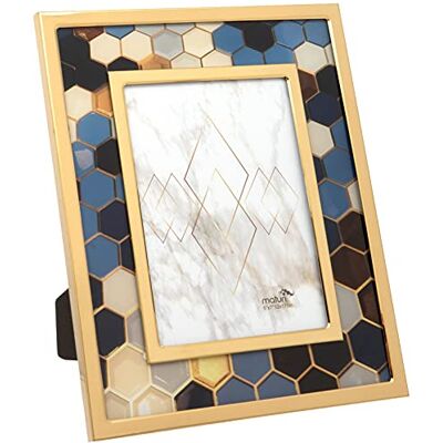 Maturi Mehrfarbiger sechseckiger Fotorahmen aus Edelstahl – 13 x 18 cm Maturi Mehrfarbiger sechseckiger Fotorahmen aus Edelstahl – 13 x 18 cm