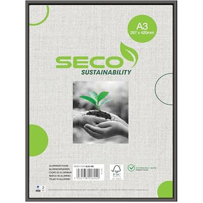 SECO A3-Bilderrahmen aus gebürstetem Aluminium mit Plexiglas-Sicherheitsglas, magnetisch, perfekt für zu Hause/Büro, 18 mm Rahmenkante, schwarz SECO A3-Bilderrahmen aus gebürstetem Aluminium mit Plexiglas-Sicherheitsglas, magnetisch, perfekt für zu Hause/Büro, 18 mm Rahmenkante, schwarz