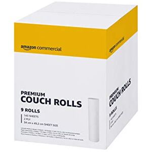 AmazonCommercial Rechteckig Liegenabdeckung, 2-lagig Reine Zellulose, 9 Rollen (1 Packung), 50 Meter / 143 Blätter per Rolle, Blattgröße: 34 x 49,2 cm, Weiß AmazonCommercial Rechteckig Liegenabdeckung, 2-lagig Reine Zellulose, 9 Rollen (1 Packung), 50 Meter / 143 Blätter per Rolle, Blattgröße: 34 x 49,2 cm, Weiß