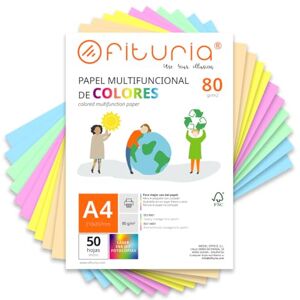 OFITURIA Buntes Papier, 50 Blatt A4 80g – Farbiges Papier für Basteln, Drucker, Scrapbooking – Farbbögen – Ideal für Origami, Papierfalten, Büro und Schule (Pastellfarben, 50 Blatt) OFITURIA Buntes Papier, 50 Blatt A4 80g – Farbiges Papier für Basteln, Drucker, Scrapbooking – Farbbögen – Ideal für Origami, Papierfalten, Büro und Schule (Pastellfarben, 50 Blatt)