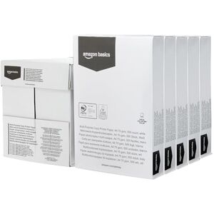 Amazon Basics Mehrzweckpapier zum Kopieren und Drucken, A4, 75g/m2, 2500 Stück (5er-Pack), Weiß Amazon Basics Mehrzweckpapier zum Kopieren und Drucken, A4, 75g/m2, 2500 Stück (5er-Pack), Weiß