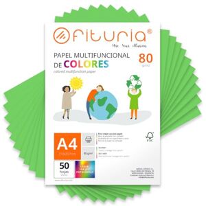 OFITURIA Buntes Papier, 50 Blatt A4 80g – Farbiges Papier für Basteln, Drucker, Scrapbooking – Farbbögen (Grün, 50 Blatt) OFITURIA Buntes Papier, 50 Blatt A4 80g – Farbiges Papier für Basteln, Drucker, Scrapbooking – Farbbögen (Grün, 50 Blatt)
