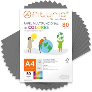 OFITURIA Buntes Papier, 50 Blatt A4 80g – Farbiges Papier für Basteln, Drucker, Scrapbooking – Farbbögen (Grau, 50 Blatt) OFITURIA Buntes Papier, 50 Blatt A4 80g – Farbiges Papier für Basteln, Drucker, Scrapbooking – Farbbögen (Grau, 50 Blatt)