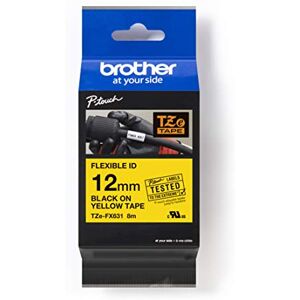 Brother Original P-touch Schriftband TZE-FX631 12 mm, schwarz auf gelb (u.a. für P-touch PT-H100LB/R, -H105, -E100/VP, -D200/BW/VP, -D210/VP) zur Kabel- und Rohrbeschriftung, laminiert Brother Original P-touch Schriftband TZE-FX631 12 mm, schwarz auf gelb (u.a. für P-touch PT-H100LB/R, -H105, -E100/VP, -D200/BW/VP, -D210/VP) zur Kabel- und Rohrbeschriftung, laminiert