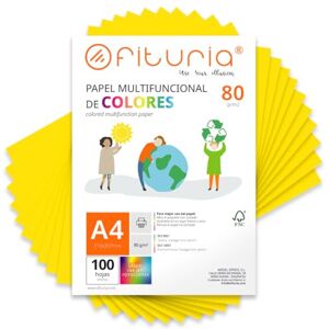 OFITURIA Buntes Papier, 100 Blatt A4 80g – Farbiges Papier für Basteln, Drucker, Scrapbooking – Farbbögen (Intensivgelb, 100 Blatt) OFITURIA Buntes Papier, 100 Blatt A4 80g – Farbiges Papier für Basteln, Drucker, Scrapbooking – Farbbögen (Intensivgelb, 100 Blatt)