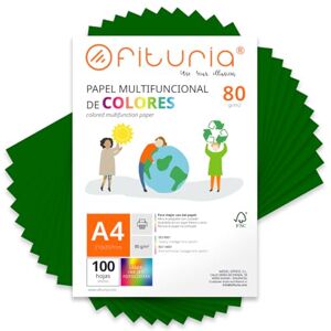 OFITURIA Buntes Papier, 100 Blatt A4 80g – Farbiges Papier für Basteln, Drucker, Scrapbooking – Farbbögen (Dunkelgrün, 100 Blatt) OFITURIA Buntes Papier, 100 Blatt A4 80g – Farbiges Papier für Basteln, Drucker, Scrapbooking – Farbbögen (Dunkelgrün, 100 Blatt)