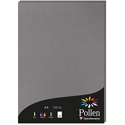 Clairefontaine 4283C Packung mit 50 Karten Pollen 120g, DIN A4, 21 x 29,7cm, Dunkelgrau Clairefontaine 4283C Packung mit 50 Karten Pollen 120g, DIN A4, 21 x 29,7cm, Dunkelgrau