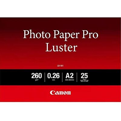 Canon Fotopapier Luster LU-101 glänzend weiß (DIN A2, 25 Blatt) für Tintenstrahldrucker PIXMA Drucker 42x59,4 cm (260 g/qm), 2511818, 2 5 Blatt Canon Fotopapier Luster LU-101 glänzend weiß (DIN A2, 25 Blatt) für Tintenstrahldrucker PIXMA Drucker 42x59,4 cm (260 g/qm), 2511818, 2 5 Blatt