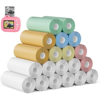 Diboniur 20 Rollen Thermopapier, 10 Weiß und 10 Bunt für Kinderkamera Mischpack, 5,7 cm breit und 2,5 cm Durchmesser, für Fotos, Malen, Basteln, Schule, Feiern und Reisen Diboniur 20 Rollen Thermopapier, 10 Weiß und 10 Bunt für Kinderkamera Mischpack, 5,7 cm breit und 2,5 cm Durchmesser, für Fotos, Malen, Basteln, Schule, Feiern und Reisen