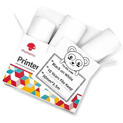 Phomemo T02 Papier, Selbstklebendes Thermopapier, 50 mm x 3,5 m, 3 Rollen Aufkleberpapier für T02/Q02E/M02X/M02L Mini Drucker, für Scrapbooking, Fotos, Notizen, Etiketten Phomemo T02 Papier, Selbstklebendes Thermopapier, 50 mm x 3,5 m, 3 Rollen Aufkleberpapier für T02/Q02E/M02X/M02L Mini Drucker, für Scrapbooking, Fotos, Notizen, Etiketten