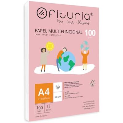 OFITURIA Packung mit 100 weißen DIN A4 Blättern, 100g Druckerpapier. Multifunktionales Kopierpapier für Schule und Büro. Ideal für Laserdrucker, Tintenstrahldrucker oder Kopierer – OFITURIA Packung mit 100 weißen DIN A4 Blättern, 100g Druckerpapier. Multifunktionales Kopierpapier für Schule und Büro. Ideal für Laserdrucker, Tintenstrahldrucker oder Kopierer –