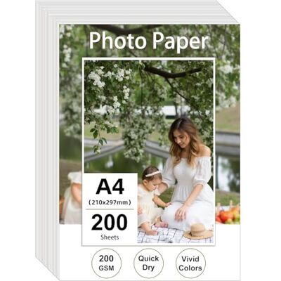 Ditwis 200 Blatt Fotopapier A4 200g/m², Glänzend Druckerpapier (21 x 29,7 cm) für Drucker, Dickes Papier zum Drucken für Fotos, Bildern, Flyern Ditwis 200 Blatt Fotopapier A4 200g/m², Glänzend Druckerpapier (21 x 29,7 cm) für Drucker, Dickes Papier zum Drucken für Fotos, Bildern, Flyern