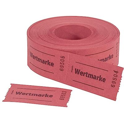Sigel GR554 Wertmarken Gutscheinmarken Rolle rot, 500 Bons, aus Recyclingpapier, Essensmarken, Getränkebons Sigel GR554 Wertmarken Gutscheinmarken Rolle rot, 500 Bons, aus Recyclingpapier, Essensmarken, Getränkebons