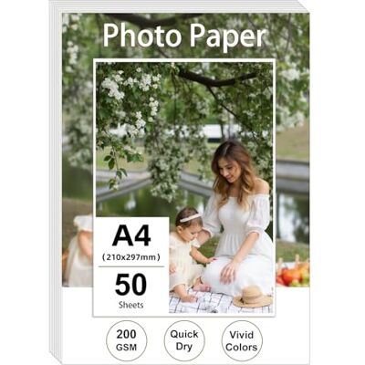 Ditwis 50 Blatt Fotopapier A4 200g/m², Glänzend Druckerpapier (21 x 29,7 cm) für Drucker, Dickes Papier zum Drucken für Fotos, Bildern, Flyern Ditwis 50 Blatt Fotopapier A4 200g/m², Glänzend Druckerpapier (21 x 29,7 cm) für Drucker, Dickes Papier zum Drucken für Fotos, Bildern, Flyern