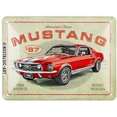 ART Retro Blechschild, 15 x 20 cm, Ford Mustang – GT 1967 Red – Geschenk-Idee für Ford-Zubehör Fans, Original Lizenzprodukt (OLP), aus Metall, Vintage Design, Blechschilder Sprüche ART Retro Blechschild, 15 x 20 cm, Ford Mustang – GT 1967 Red – Geschenk-Idee für Ford-Zubehör Fans, Original Lizenzprodukt (OLP), aus Metall, Vintage Design, Blechschilder Sprüche