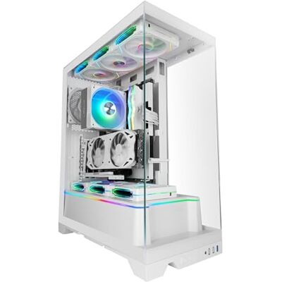 Mars Gaming MC-Prisma, Gaming Gehäuse ATX, Dreifaches Durchgehendes Gehärtetes Glas Ohne Rahmen, Seitliche Frontale ARGB Beleuchtung, Doppelkammersystem, Unterstützung Wasserkühlung bis 360mm, Weiß Mars Gaming MC-Prisma, Gaming Gehäuse ATX, Dreifaches Durchgehendes Gehärtetes Glas Ohne Rahmen, Seitliche Frontale ARGB Beleuchtung, Doppelkammersystem, Unterstützung Wasserkühlung bis 360mm, Weiß