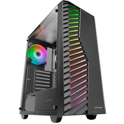 Mars Gaming MC-Volt, Gaming-ATX-Gehäuse, 120mm ARGB-Lüfter, Frontgitter mit ARGB, Vollseitiges Seitenfenster aus gehärtetem Glas, Kabelmanagement, Semi-Tower für Flüssigkühlung, Schwarz Mars Gaming MC-Volt, Gaming-ATX-Gehäuse, 120mm ARGB-Lüfter, Frontgitter mit ARGB, Vollseitiges Seitenfenster aus gehärtetem Glas, Kabelmanagement, Semi-Tower für Flüssigkühlung, Schwarz