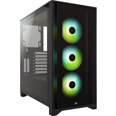Corsair iCUE 4000X RGB Mid-Tower-ATX-PC-Gehäuse mit Gehärtetem Glas 3x SP120 RGB ELITE Lüfter iCUE Lighting Node CORE Controller Hoher Luftstrom Schwarz Corsair iCUE 4000X RGB Mid-Tower-ATX-PC-Gehäuse mit Gehärtetem Glas 3x SP120 RGB ELITE Lüfter iCUE Lighting Node CORE Controller Hoher Luftstrom Schwarz