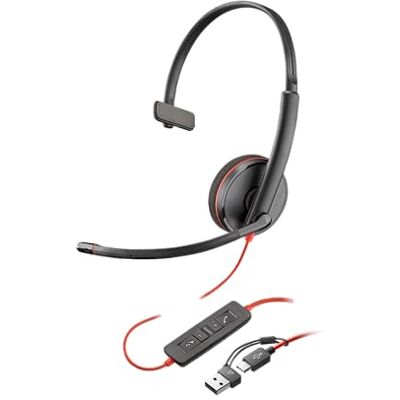Plantronics Schnurgebundenes USB-C-Headset Poly Blackwire 3210 – Noise Cancelling-Mikrofon – Ein-Ohr-Design – Verbindung mit PC/Mac über USB-C oder USB-A – Kompatibel mit Teams, Zoom Plantronics Schnurgebundenes USB-C-Headset Poly Blackwire 3210 – Noise Cancelling-Mikrofon – Ein-Ohr-Design – Verbindung mit PC/Mac über USB-C oder USB-A – Kompatibel mit Teams, Zoom
