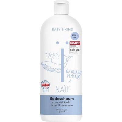 Naïf Pflegender Badeschaum für Babys & Kinder Mit natürlichen Inhaltsstoffen für empfindliche Babyhaut 0% Mikroplastik/Mineralöl 0% SLES Dermatologisch getestet vegan 350ml Naïf Pflegender Badeschaum für Babys & Kinder Mit natürlichen Inhaltsstoffen für empfindliche Babyhaut 0% Mikroplastik/Mineralöl 0% SLES Dermatologisch getestet vegan 350ml