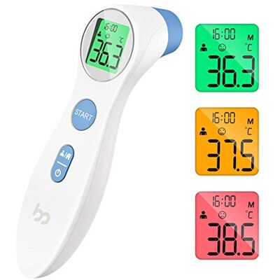 femometer Fieberthermometer für Babys Kinder und Erwachsene, kontaktloses Stirnthermometer Infrarot Digital Thermometer mit Temperaturmessung in 1 Sekunde, Fieberalarm, weiß femometer Fieberthermometer für Babys Kinder und Erwachsene, kontaktloses Stirnthermometer Infrarot Digital Thermometer mit Temperaturmessung in 1 Sekunde, Fieberalarm, weiß